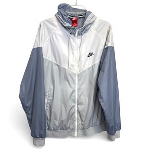 Nike Men’s Sportswear Windrunner Hooded Gray and White Hooded Jacket Size XL